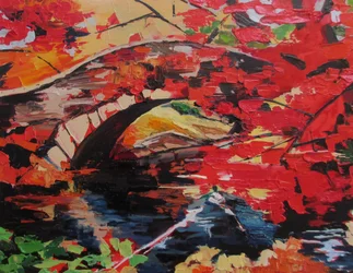 El puente del otoño ardiente