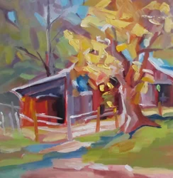 Granero de otoño dorado