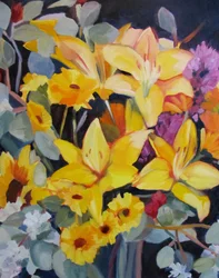 Ramo de flores en amarillo vivo