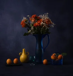 Flores y albaricoques melancólicos