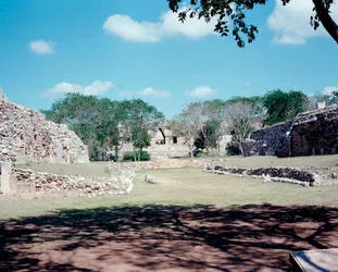 Civilización precolombina: vista del sitio de Uxmal, antigua capital maya, estilo Puuc. Norte de Yucatán 600-900 d.C. México
