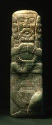 Estatuilla colocada en dedicación en la Escalinata Jeroglífica, Copán, Período Clásico Tardío (600-900)