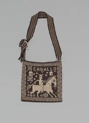 Bolsa de hombre con caballo y jinete, Probablemente años 1950 (lana tejida)