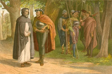 John Craig y el bandido romano (grabado coloreado)