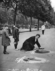 Artista de pavimento, Embankment, Londres, 1926-1927