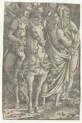 Fragmento de una Crucifixión con Juan el Evangelista y María y soldados