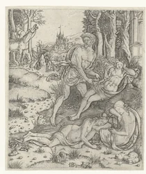 Priapus vergrijpt mismo aan la ninfa Lotis
