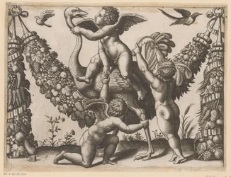 Tres putti y un avestruz
Tapices del Papa (título de la serie)
Tapices del Papa (título de la serie)