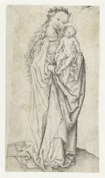 de pie virgen y niño con manzana