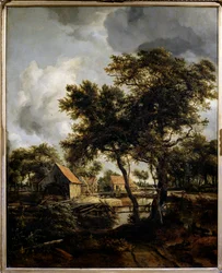 El molino de agua Pintura de Meindert Hobbema (1638-1709)