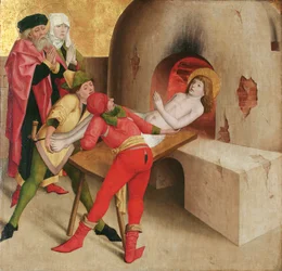 martirio de san Vito (anverso); Cristo ante Caifás (reverso)