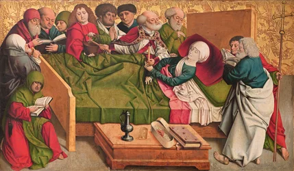 Muerte de la Virgen, panel central del llamado tríptico de Pretschlaipfer