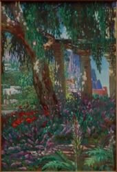 Paisaje en Capri: Vista de una fila de columnas