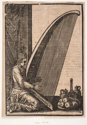 Mujer tocando el arpa