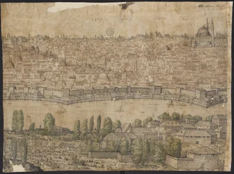  Perspectiva de Constantinopla, hoja 14, Melchior Lorck, 1559