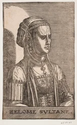 Retrato de sultana, medio perfil hacia la derecha: ZELOME SVLTANE