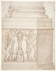 El pedestal esculpido de una columna