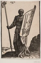 Guerrero con lanza y escudo