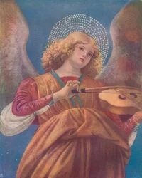 Ángel musical con violín fresco, siglo XV