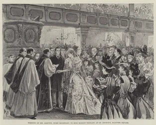 Boda del Sr. Asquith, Secretario del Interior, con la Srta. Margot Tennant, en St George