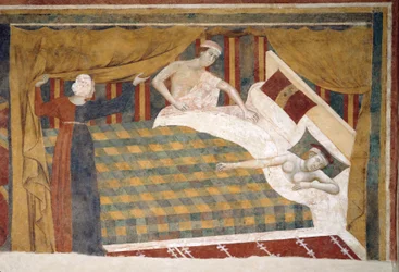 Escenas de amor profano: Los cónyuges se retiraron a la cama