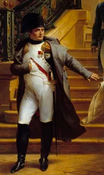 Emperador Napoleón I visita el Palais-Royal y rechaza los planes de los arquitectos Beaumont y Fontaine (detalle)