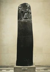 Código de Hammurabi: el dios Shamash dictando sus leyes a Hammurabi, Rey de Babilonia, encontrado en Susa, Irán, c.1750 a.C.