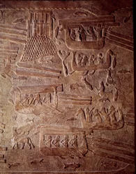Mesopotamia: escena marítima que representa el transporte de madera al Líbano (detalle)