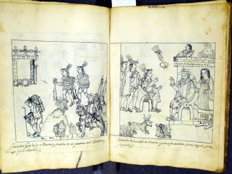 Ms Hunter 242 256v-257r Cortez y Moctezuma, de Historia de Tlaxcala por Diego Muñoz Camargo