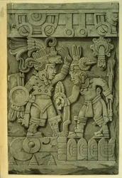 La piedra de Tizoc (litografía en color)