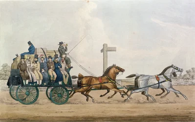 Llegando al final de una etapa, grabado por J. Harris, 1856