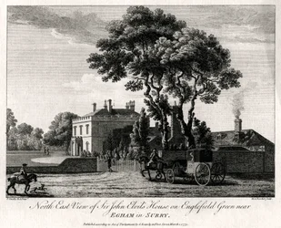 Vista noreste de la casa de Sir John Elvils en Englefield Green cerca de Egham en Surry, 1775