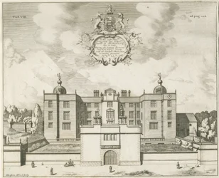 Beaudesert Hall y parque (grabado en placa de cobre)