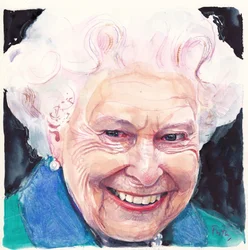 Isabel II, reina de Inglaterra (acuarela)