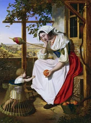 mujer italiana con niño