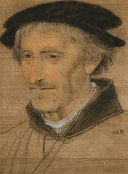 Retrato de un hombre, busto, con sombrero negro