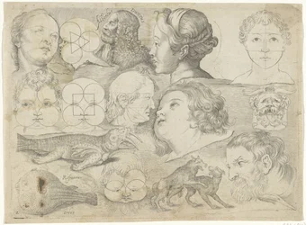 Hoja de ejercicios con ejemplos de dibujo: figuras, animales, etc.