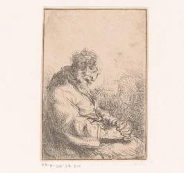 Viejo durmiente en una silla