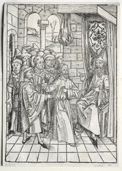 Der Schatzbehalter: Cristo ante Caifás verso, 1491