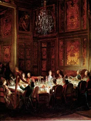 Cena del Príncipe Luis Francisco de Conti, Palacio del Temple (detalle)