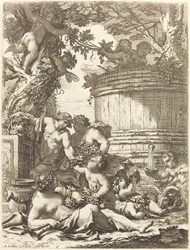 Putti con Uvas y una Bacante Sentada