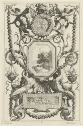 Panel ornamental coronado por un medallón con un sacrificio