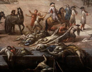 Vista del Ayuntamiento de Marsella durante la peste de 1720