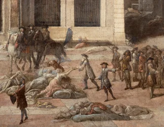 Vista del Ayuntamiento (de Marsella) durante la peste de 1720