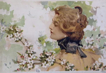 Mujer entre las flores - chromo. por Simondy