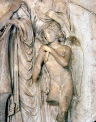 Ángel, mármol de Venecia, comienzos del siglo XVI. Ceremonia funeraria, detalle, Museo del Louvre.