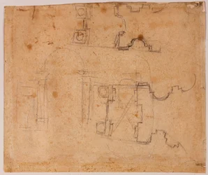 Detalles arquitectónicos de alzado y planta de San Giovanni dei Fiorentini