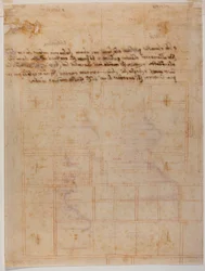 Plano fragmentario del convento de San Lorenzo, inscripciones manuscritas