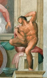 Ignudo, techo de la Capilla Sixtina en el Vaticano, 1508-1512