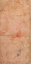 Estudio Preparatorio para el Castigo de Amán (tiza roja y carbón sobre papel) (verso)